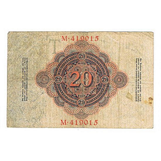 1910 - Germany Pic 40a 20 Millons Marks F banknote 1910 - Germany Pic 40a 20 Millons Marks F banknote