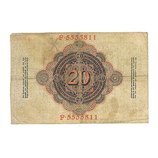 1910 - Germany Pic 40b 20 Millons Marks G banknote 1910 - Germany Pic 40b 20 Millons Marks G banknote