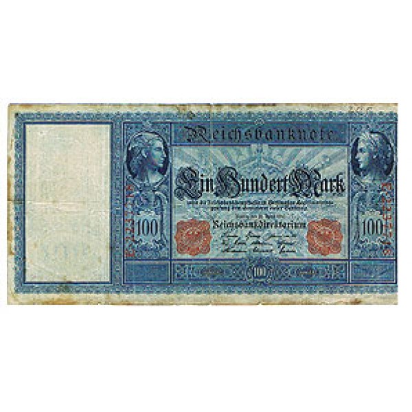 1910 - Germany   Pic 43      red #      100 Marks   banknote