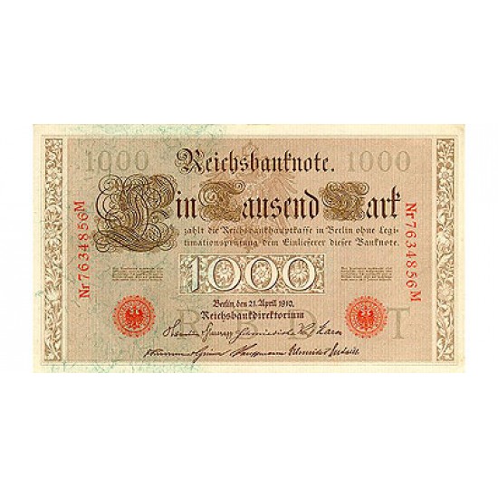 1910 - Germany Pic 44b 1.000 Marks banknote 1910 - Germany Pic 44b 1.000 Marks banknote