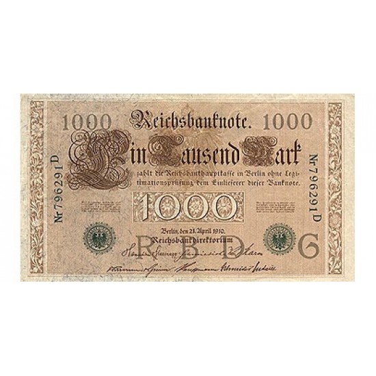 1910 - Germany Pic 45b 1.000 Marks banknote 1910 - Germany Pic 45b 1.000 Marks banknote
