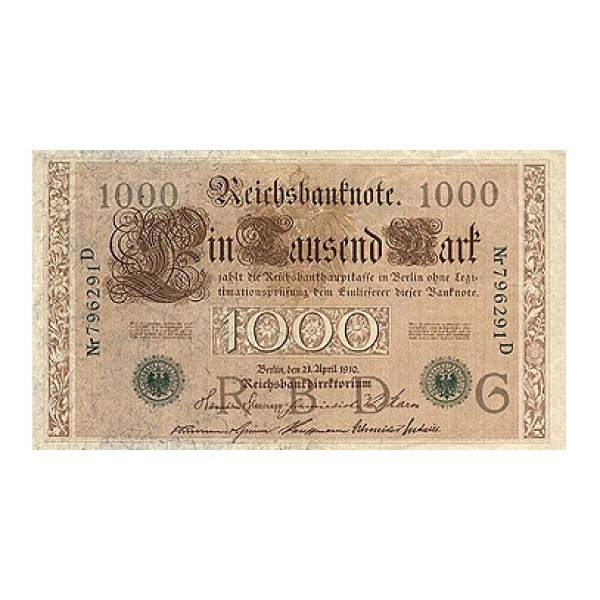 1910 - Germany   Pic 45b            1.000 Marks  banknote
