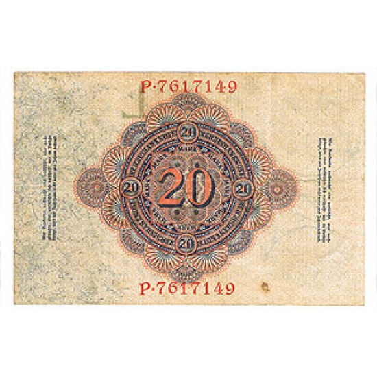 1914 - Germany Pic 46b 20 Marks VF banknote 1914 - Germany Pic 46b 20 Marks VF banknote