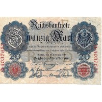 1914 -  Alemania PIC 46b billete de 20 Marcos S/C