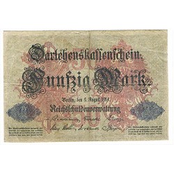 1914 -  Alemania Pic 49b    billete de  50 Marcos BC