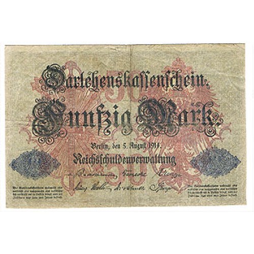 1914 - Germany Pic 49b   50 Marks F  banknote