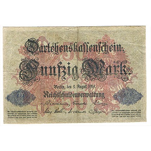 1914 -  Alemania Pic 49b    billete de  50 Marcos BC