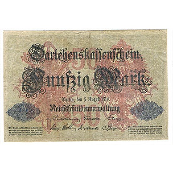 1914 - Germany Pic 49b 50 Marks F banknote 1914 - Germany Pic 49b 50 Marks F banknote