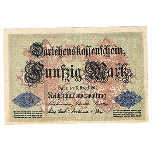 1914 - Germany Pic 49b   50 Marks  X F+ banknote