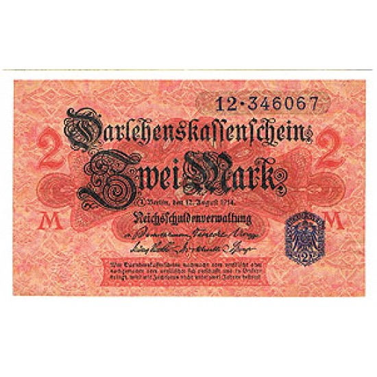 1914 - Germany Pic 55 2 Marks banknote 1914 - Germany Pic 55 2 Marks banknote