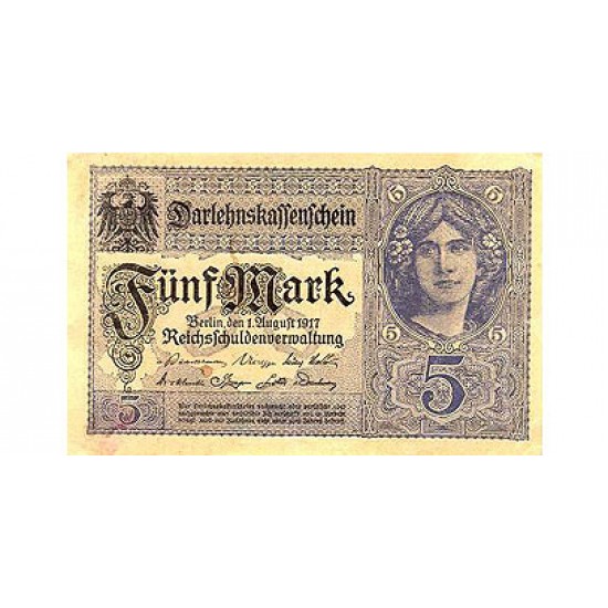 1917 - Germany PIC 56b 5 Marks banknote 1917 - Germany PIC 56b 5 Marks banknote