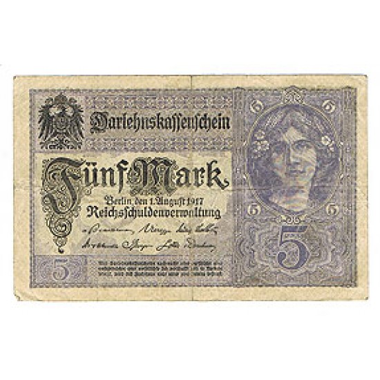 1917 - Germany PIC 56 b 5 Marks G banknote 1917 - Germany PIC 56 b 5 Marks G banknote