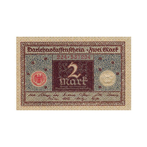 1920 -  Germany PIC 60          2 Marks banknote