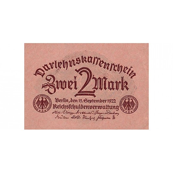 1922 - Germany Pic 62 2 Marks banknote 1922 - Germany Pic 62 2 Marks banknote