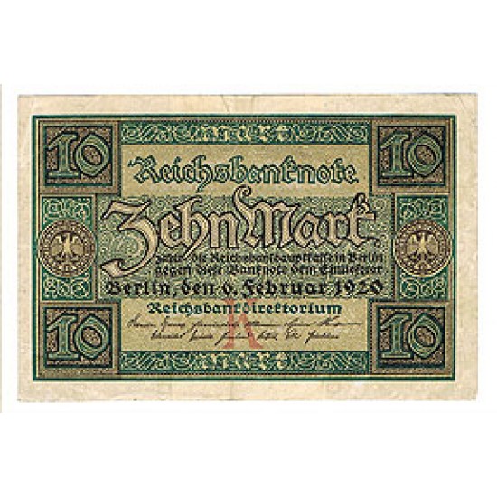 1920 - Germany PIC 67 10 Marks F banknote 1920 - Germany PIC 67 10 Marks F banknote