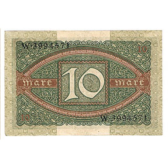 1920 - Germany PIC 67 10 Marks F banknote 1920 - Germany PIC 67 10 Marks F banknote