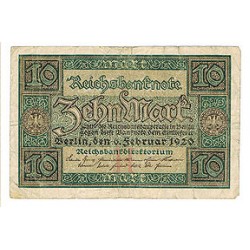 1920 - Germany PIC 67a 10 Marks UNC banknote