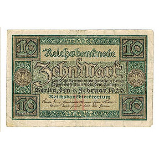1920 - Germany PIC 67a 10 Marks banknote 1920 - Germany PIC 67a 10 Marks banknote
