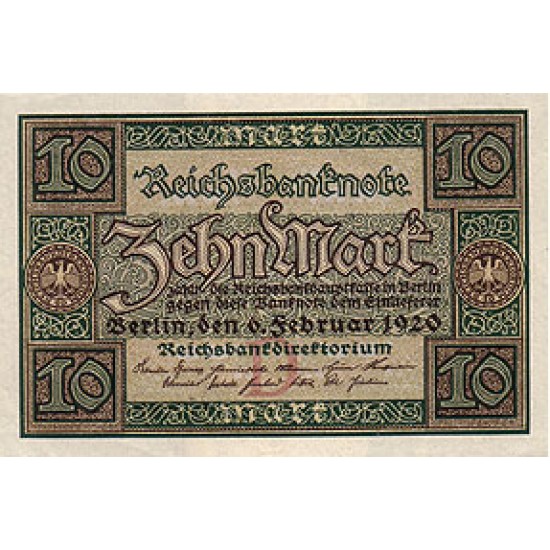 1920 - Germany PIC 67 10 Marks XF banknote 1920 - Germany PIC 67 10 Marks XF banknote
