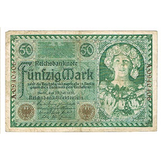 1920 - Germany Pic 68 50 Marks VF banknote 1920 - Germany Pic 68 50 Marks VF banknote