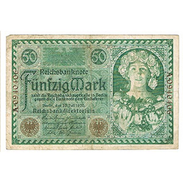1920 -  Germany  Pic 68          50 Marks  VF banknote