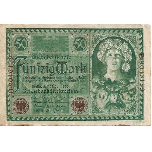 1920 - Germany PIC 68 50 Marks G banknote 1920 - Germany PIC 68 50 Marks G banknote