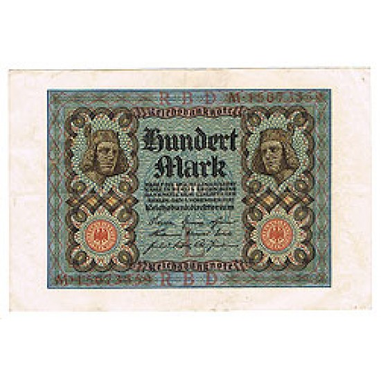 1920 - Germany PIC 69 a 100 Marks VF banknote 1920 - Germany PIC 69 a 100 Marks VF banknote