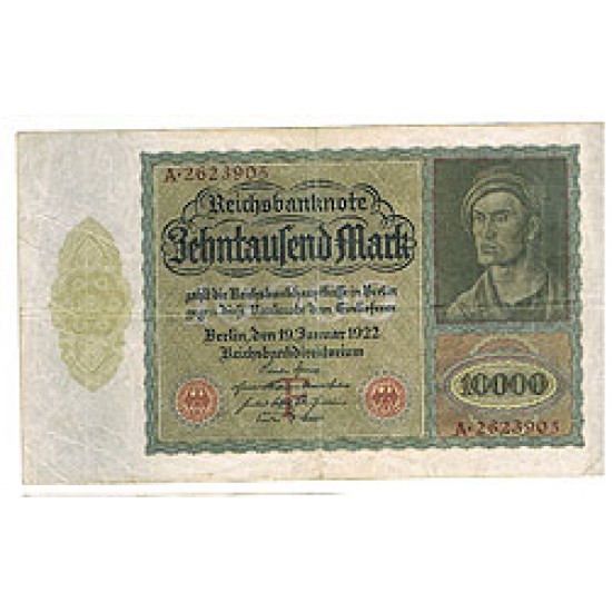 1922 - Germany PIC 71 10.000 Marks VF banknote 1922 - Germany PIC 71 10.000 Marks VF banknote