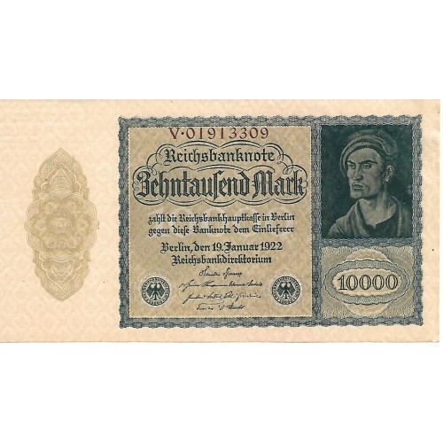 1922 - Germany 10.000 Marks banknote PIC 71 XF