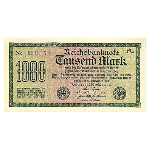 1922 -  Germany PIC 76g 1.000 Marks UNC banknote