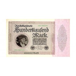 1923 - Germany PIC 83a 100.000 Marks banknote UNC