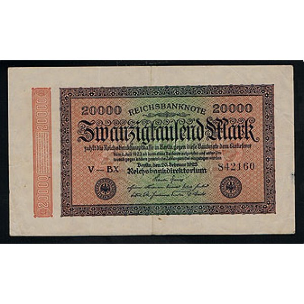 1923 -  Germany Pic 85 a   ( circles)      20.000 Marks banknote