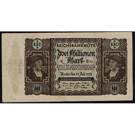 1923 - Germany PIC 89a 2 Millons Marks VF banknote 1923 - Germany PIC 89a 2 Millons Marks VF banknote