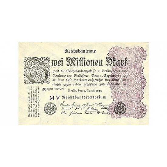 1923 - Germany PIC 104d 2 Millons Marks banknote 1923 - Germany PIC 104d 2 Millons Marks banknote