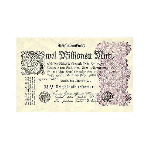 1923 - Germany PIC 104d       2 Millons Marks  banknote