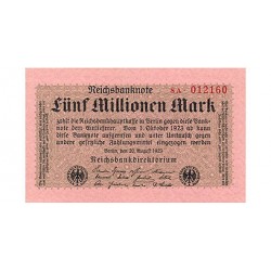 1923 - Alemania PIC 105 billete de 5 millones Marcos S/C
