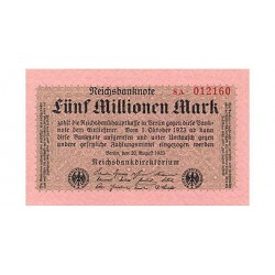 1923 -  Alemania PIC 105 5 millons Marks banknote UNC