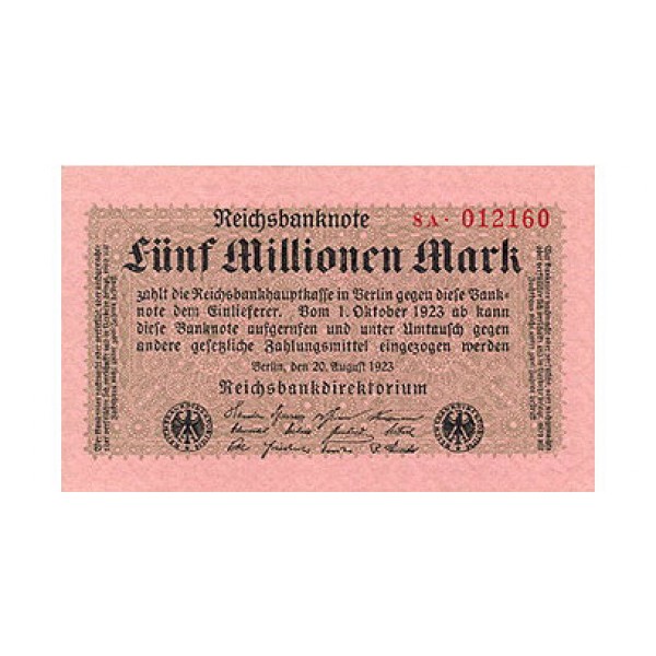 1923 -  Alemania PIC 105   5 millons Marks banknote