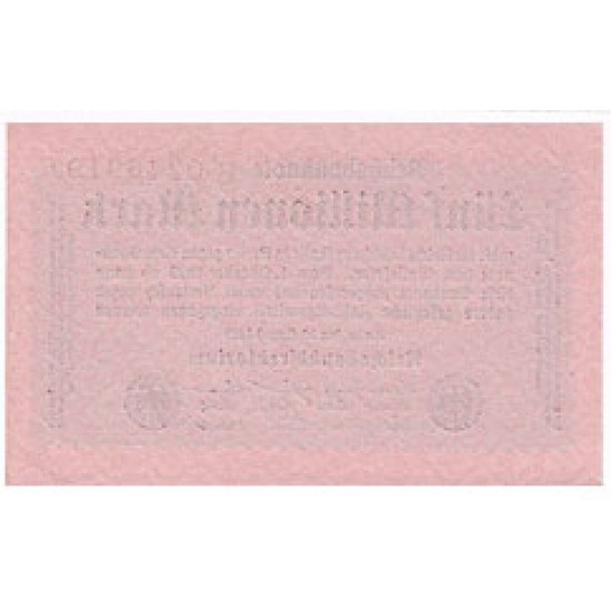 1923 - Alemania PIC 105 5 millons Marks banknote 1923 - Alemania PIC 105 5 millons Marks banknote