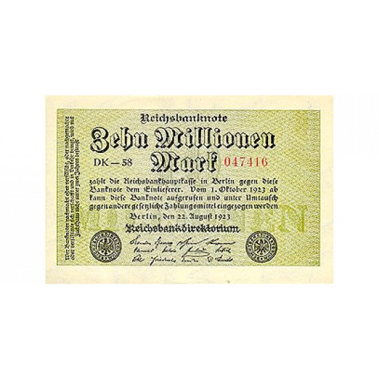 1923 - Germany PIC 106a 10 Millons Marks banknote 1923 - Germany PIC 106a 10 Millons Marks banknote