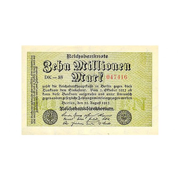1923 - Germany PIC 106a        10 Millons Marks  banknote
