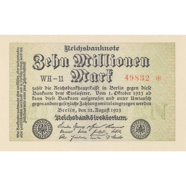 1923 - Germany P106c 10 Millons Marks banknote