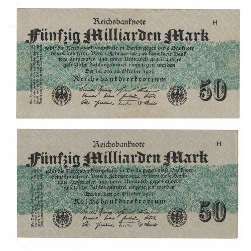 1923 - Germany PIC 125a 50 Milliarden Marks XF banknote