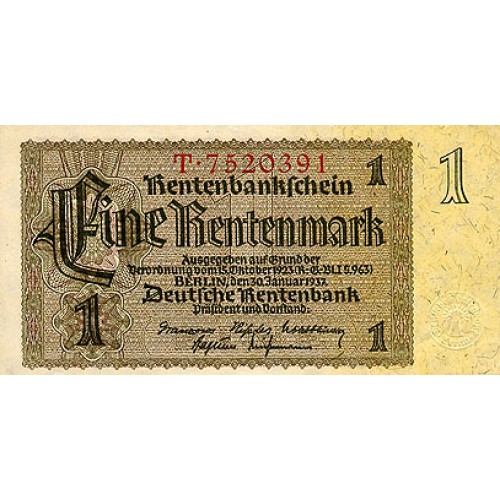 1937 - Germany PIC 173b 1 Reichsmark UNC banknote