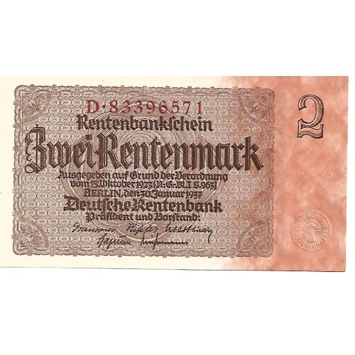1937 - Germany 1 Reichsmark banknote PIC 174b UNC