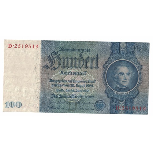 1935 -  Germany PIC 183a 100 Reichsmarks XF banknote