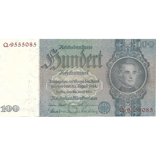 1935 -  Germany 100 Reichsmarks banknote PIC 183a UNC