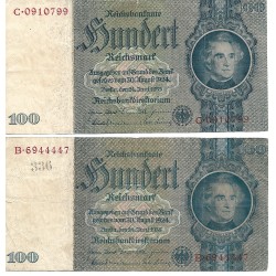 1935 -  Germany PIC 183b 100 Reichsmarks F banknote