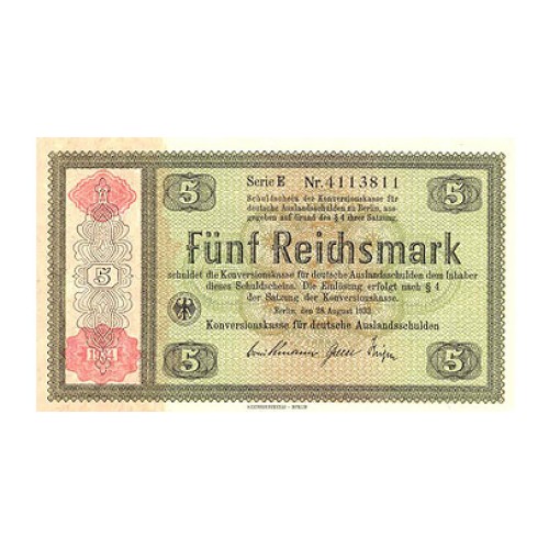 1933 -  Germany PIC 199 5 Reichsmarks UNC banknote