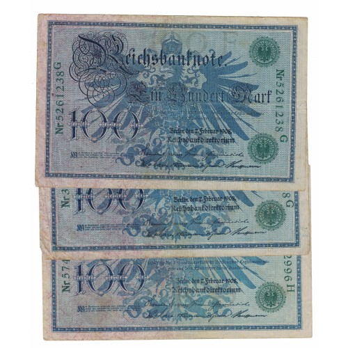 1908 -  Alemania Pic 34 billete de 100 Marcos MBC